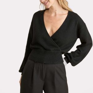 Cozy Knit Wrap Sweater | Black