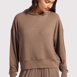 Slinky Rib Hoodie | Mocha