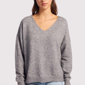 Cozy Knit V-Neck Sweater | Charcoal
