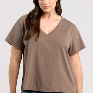 Vintage Cotton V-Neck Everyday T-Shirt | Mocha