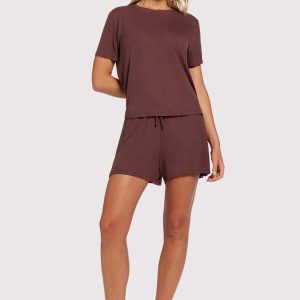 Ribbed Pajama Short Set | Coffee