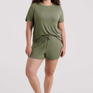 Ribbed Pajama Short Set | Olive