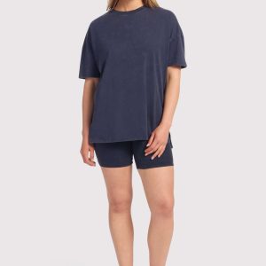 Ribbed Biker Short Set | Washed Navy