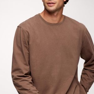Vintage Cotton Men's Long Sleeve Everyday T-Shirt | Mocha