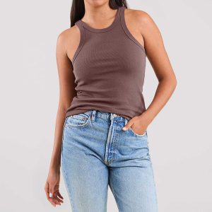 Essential Rib Tank Top | Coffee