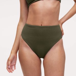 High Waist Bikini Bottom | Crispy Darkest Olive