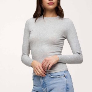 Slinky Rib Long Sleeve Shirt | Heather Grey