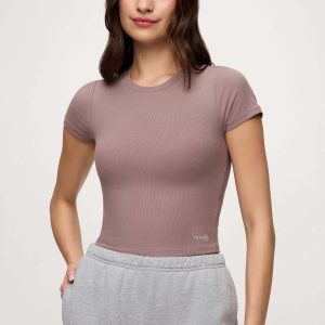 Sporty Rib Bra Tee | Cocoa