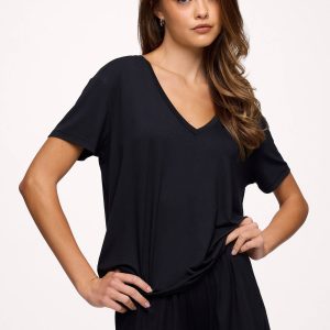 V-Neck Pajama Tee | Black