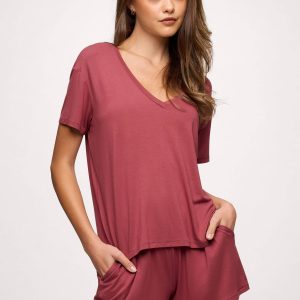 V-Neck Pajama Tee | Mauve