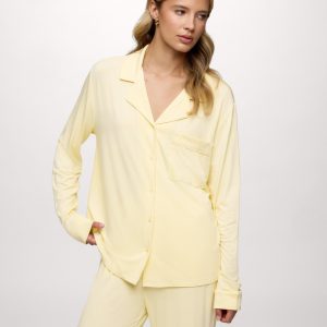 Long Sleeve Button-Up Pajama Shirt | Lemon