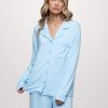Long Sleeve Button-Up Pajama Shirt | Sky