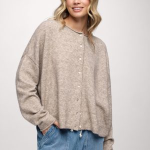Cozy Knit Boxy Cardigan | Heather Cocoa