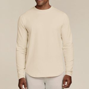 Long Sleeve Curved Hem T-Shirt | Bone